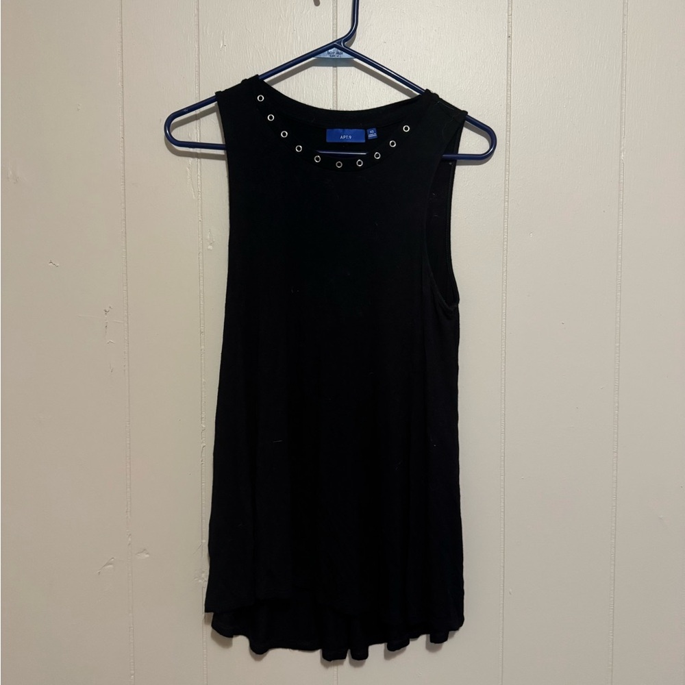 Apt. 9 Black Tank Top with Eyelet Detail